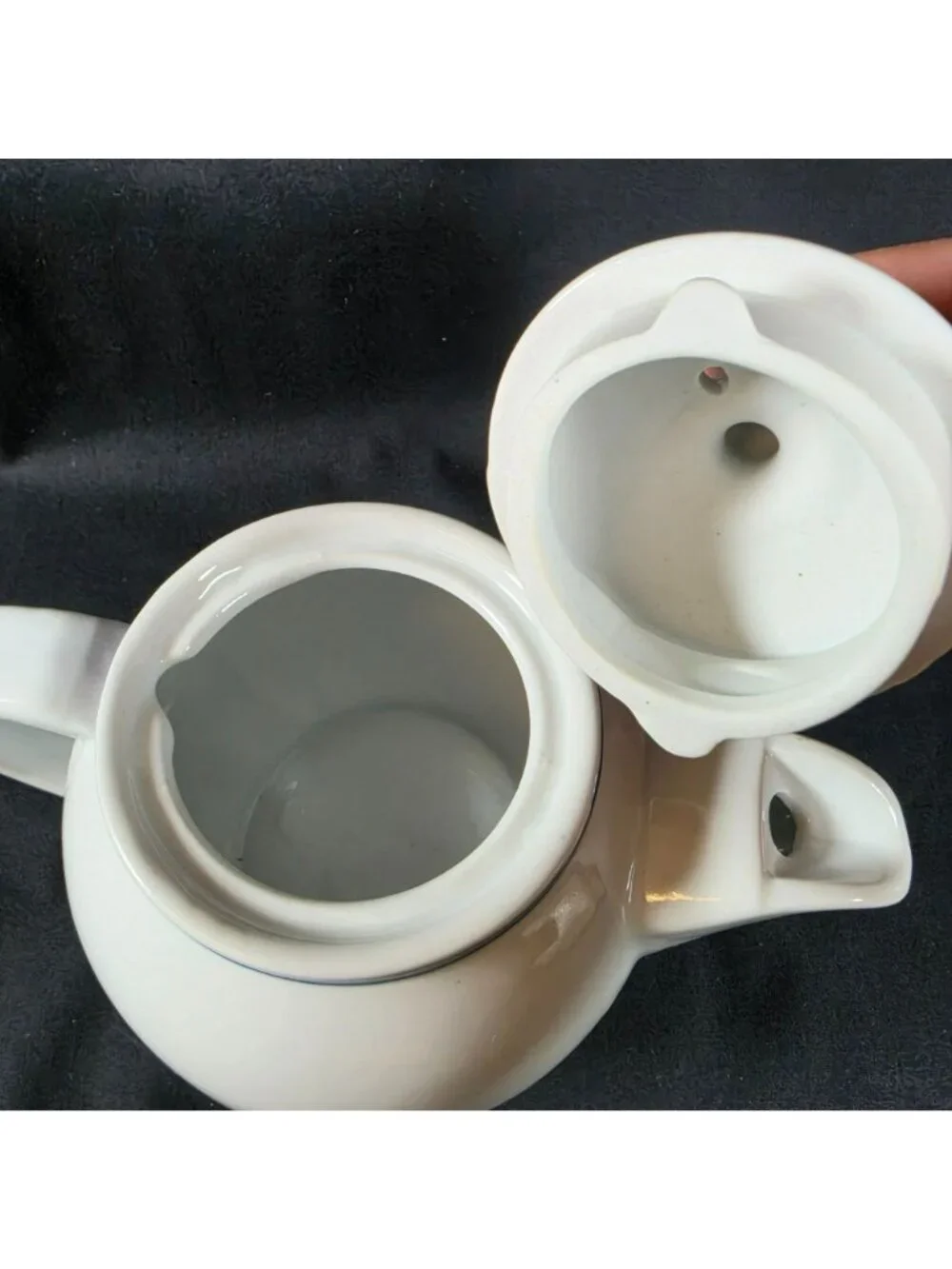 Set of 2 Denver & Rio Grande Railroad Tea Pots Blue Logo Souvenir Reproduction